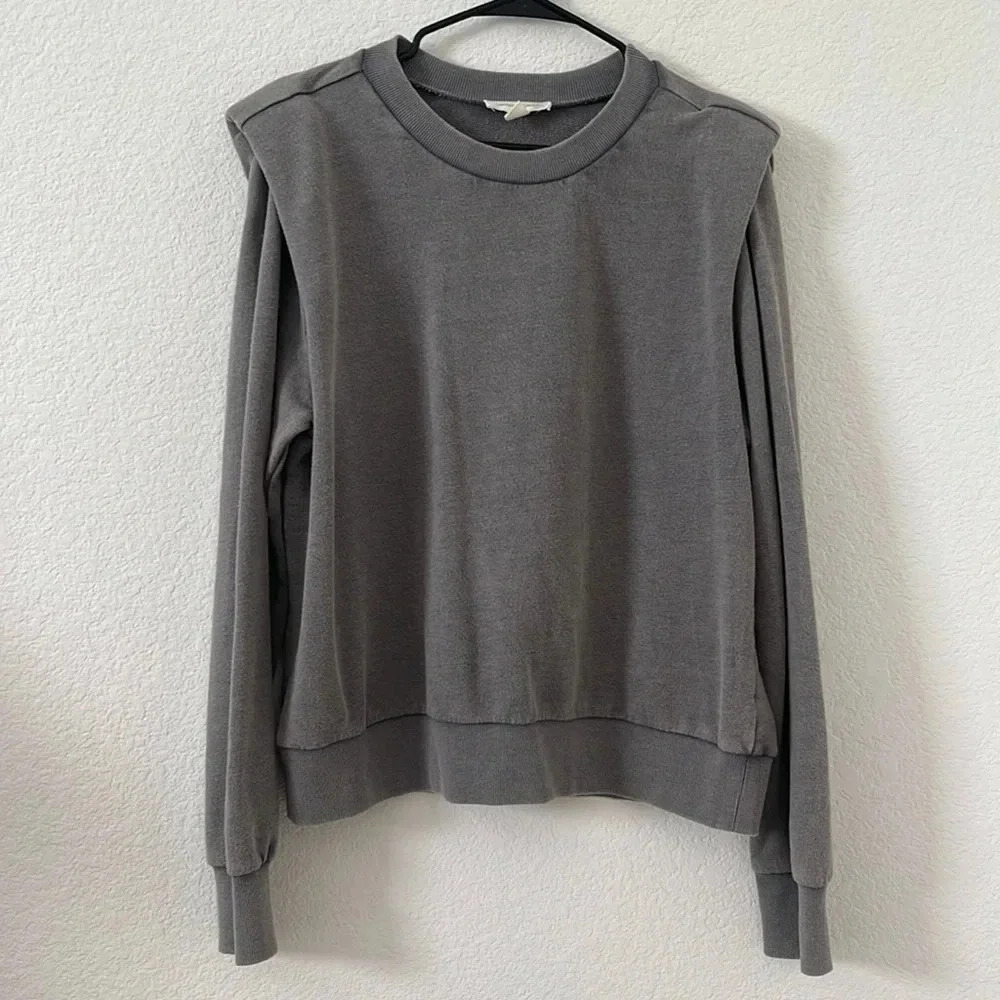Treasure & Bond | Crewneck Sweatshirt with Shoulder Pads | Sz XL | Dark Gray